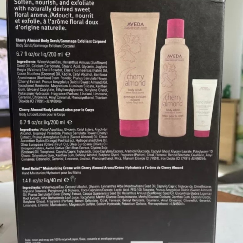 Aveda Cherry Almond Set Body Softening Trio scrub, hand & body lotions NEW - Picture 2 of 5